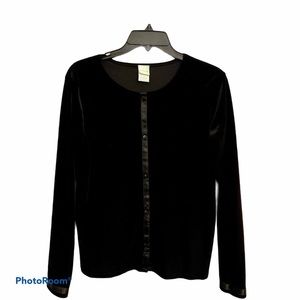 💖Velvet long sleeve black jacket XL
